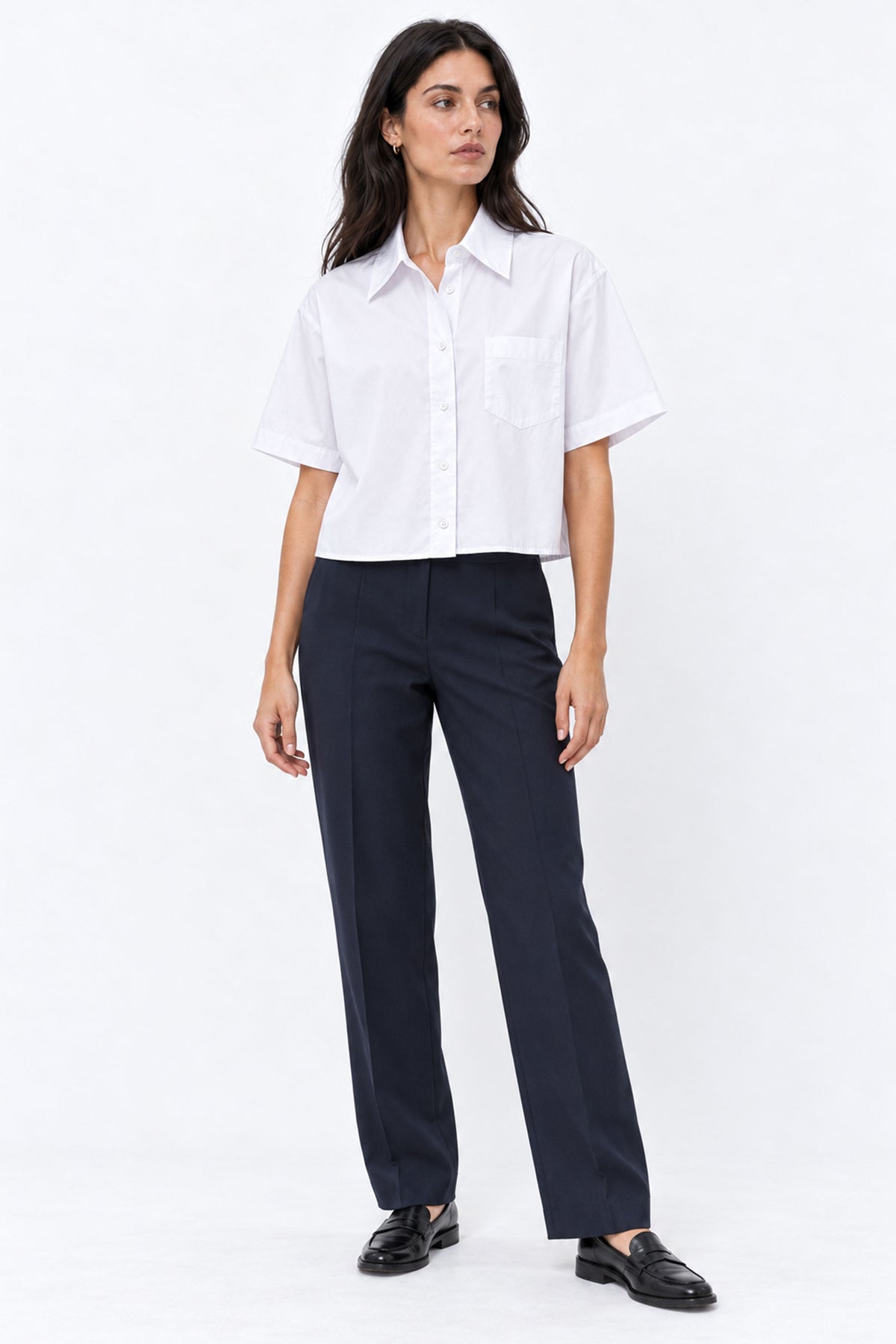 Clara Cropped Short Sleeve Women Shirt With Pocket