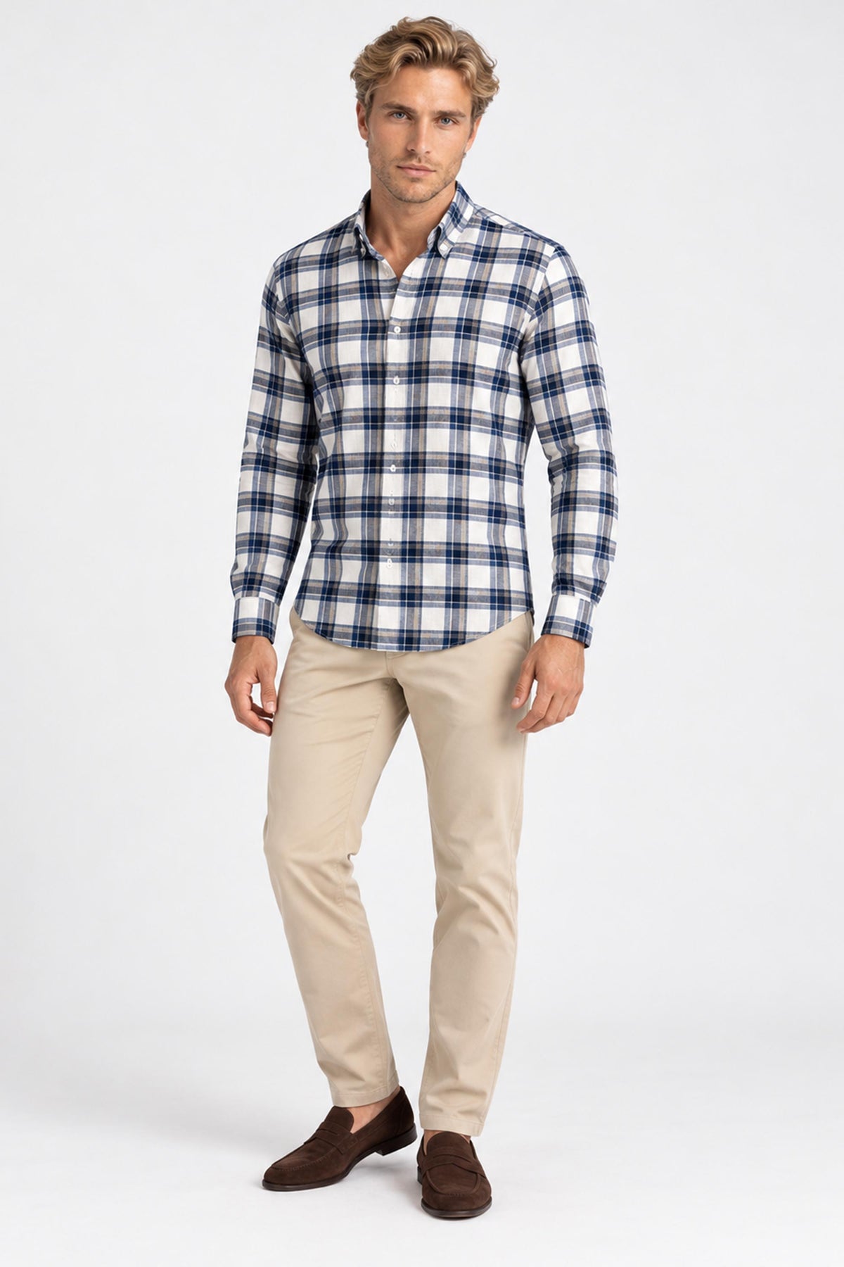 Nicolas Plaid Cotton Button-Down Shirt