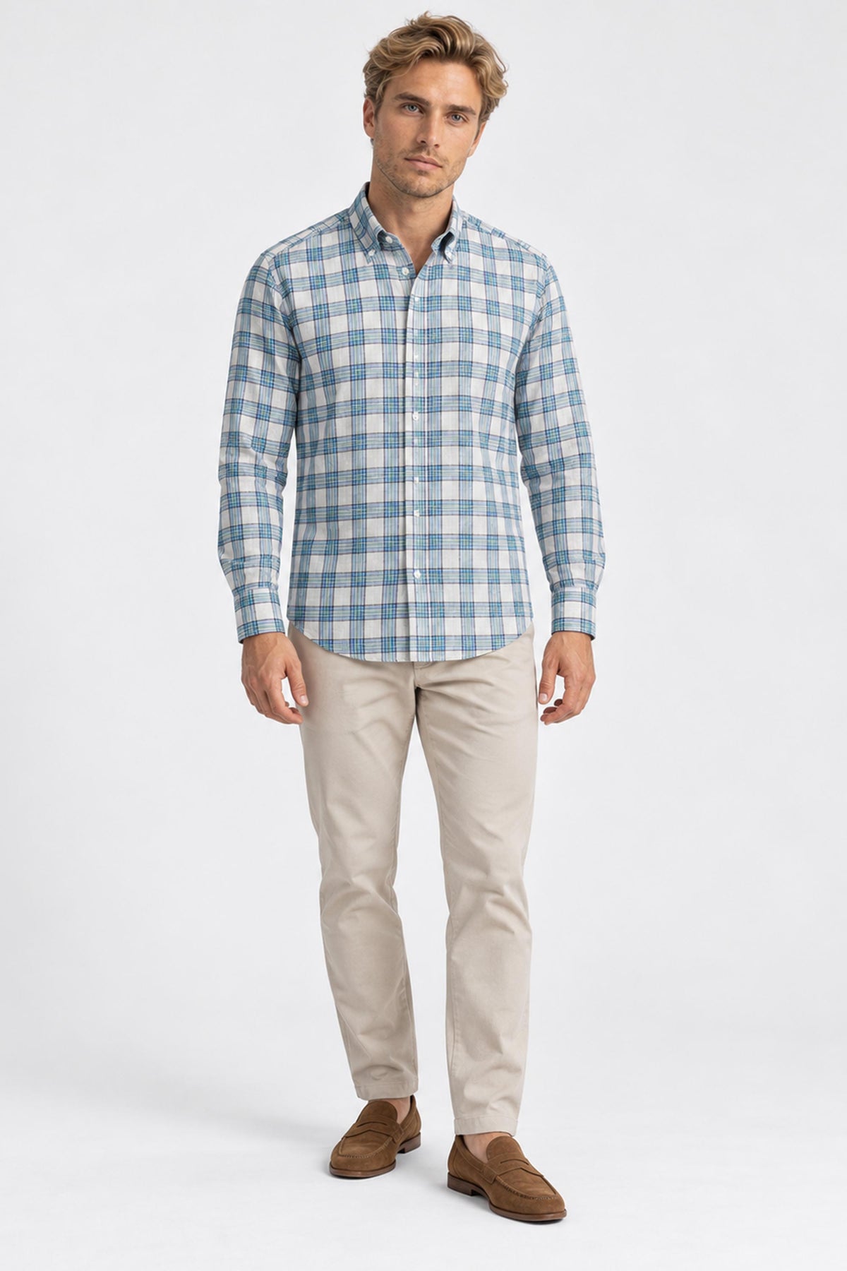 Nicolas Plaid Cotton Button-Down Shirt