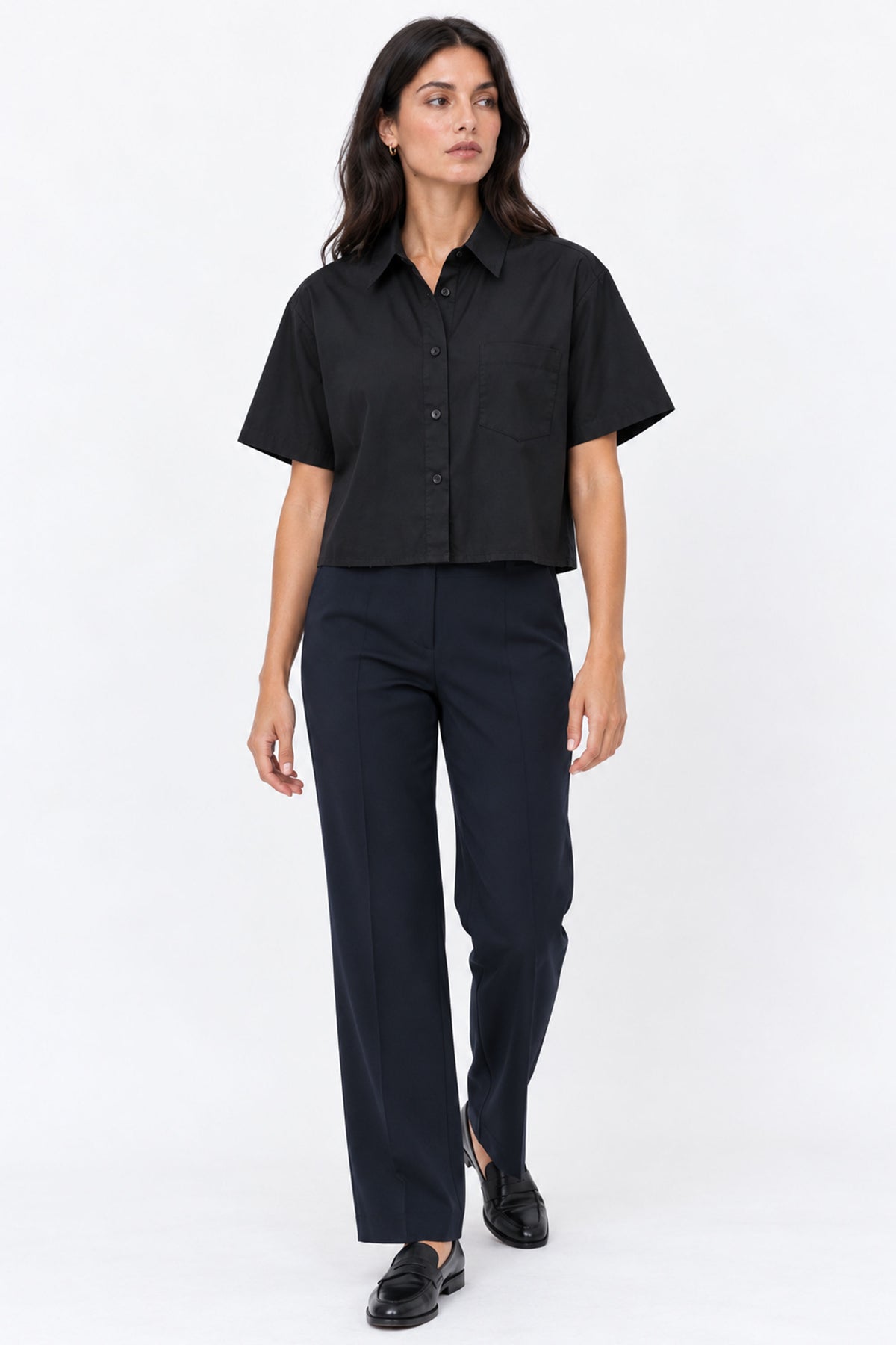 Clara Cropped Short Sleeve Women Shirt With Pocket