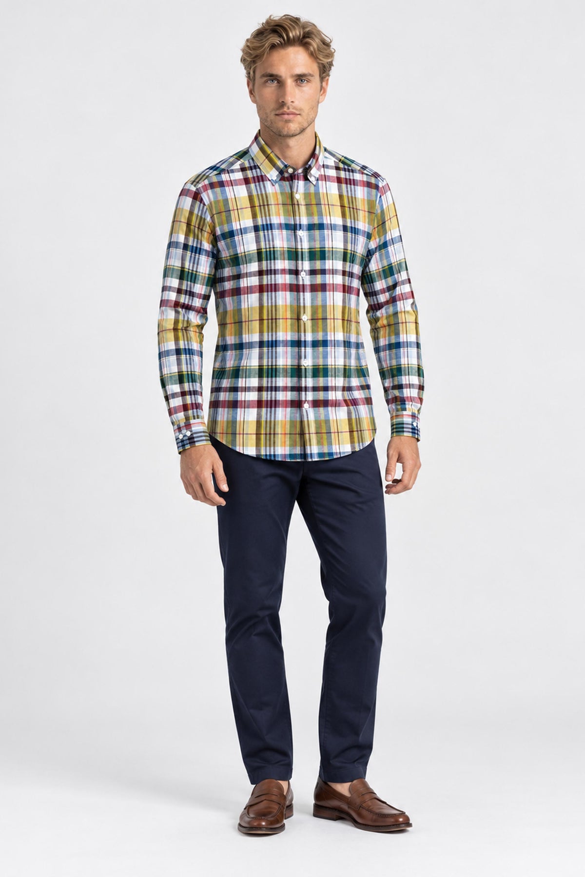 Julien Madras Long-Sleeve Pure Linen Shirt
