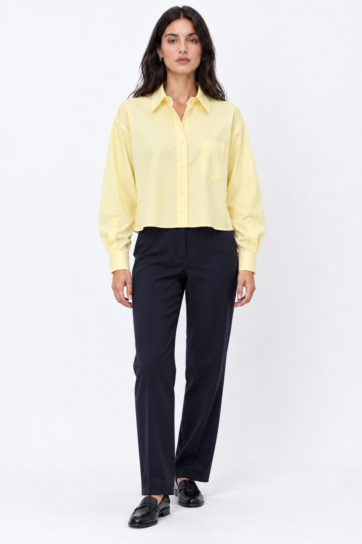 Lucia Cropped Long Sleeve Women Shirt With Pocket