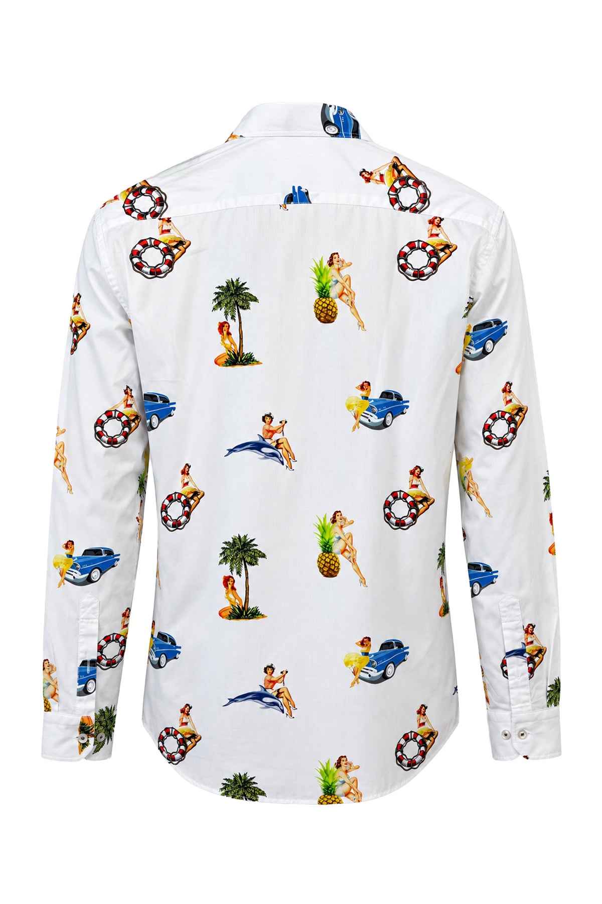 Tristan Vintage Print Long-Sleeve Cotton Shirt