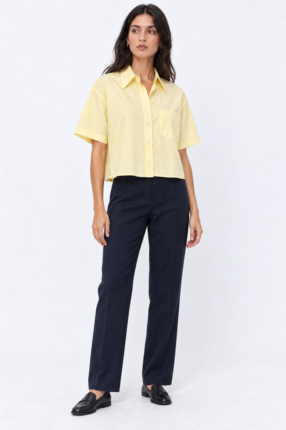 Clara Cropped Short Sleeve Women Shirt With Pocket