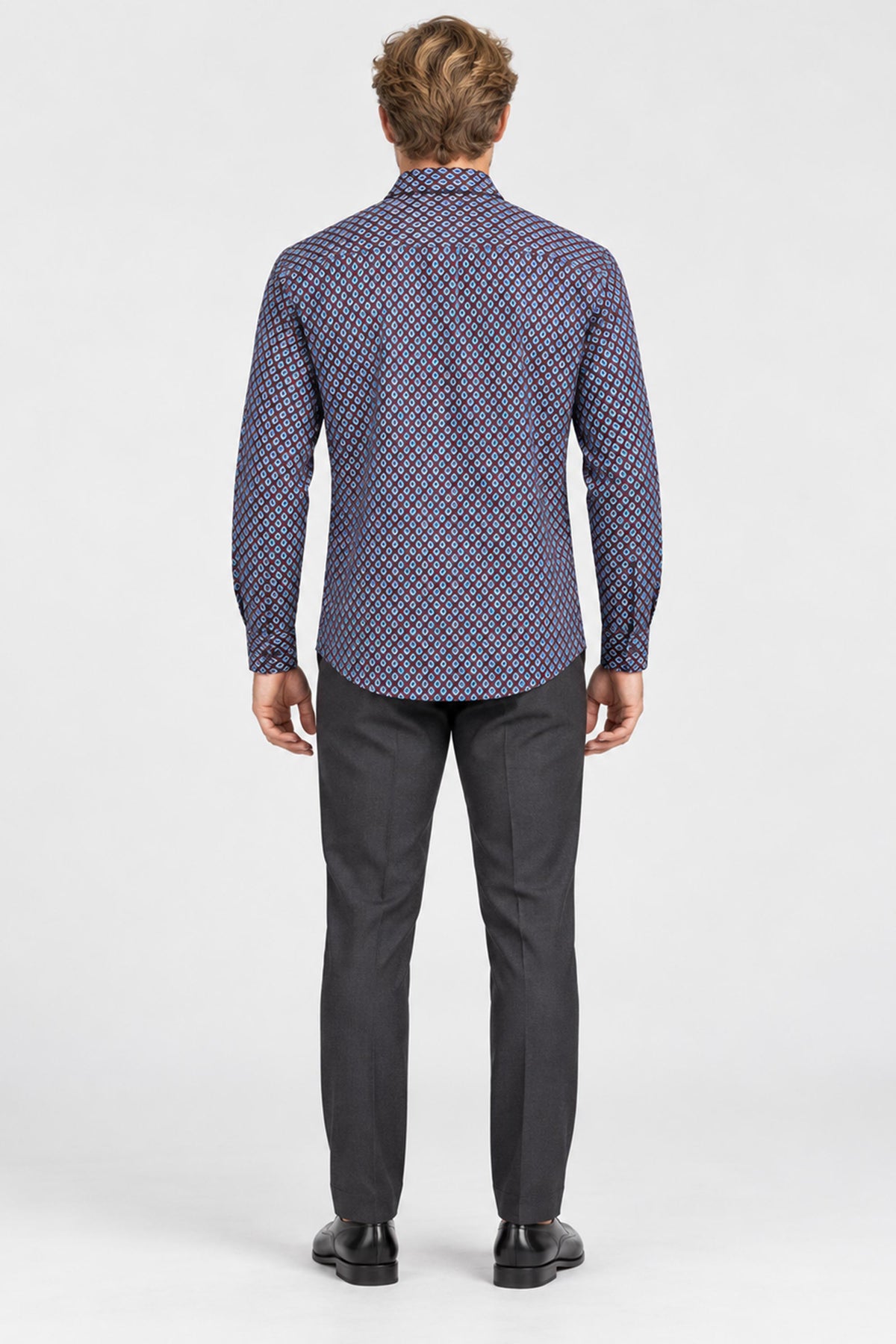 Valentin Geometric Print Long-Sleeve Cotton Shirt