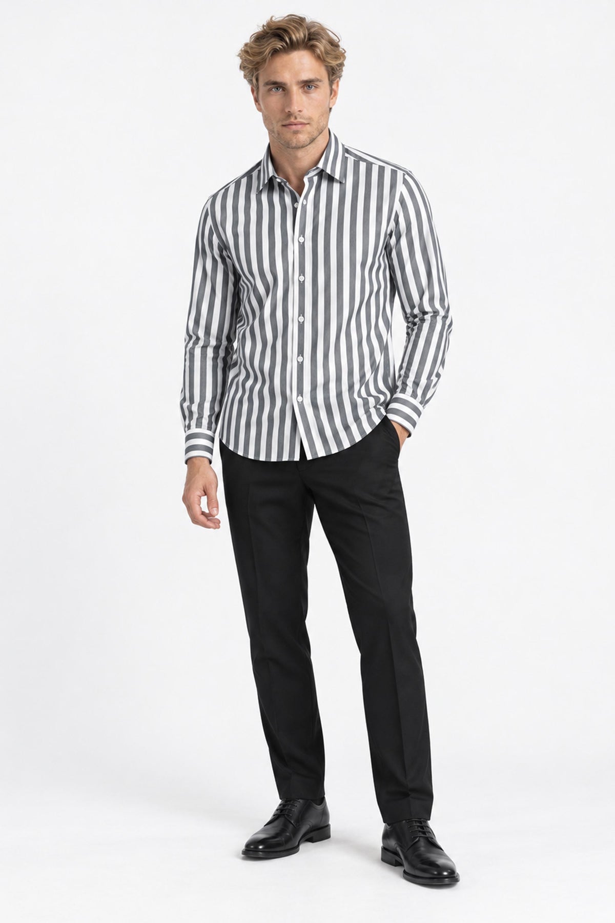 Laurent Striped Long-Sleeve Cotton Shirt