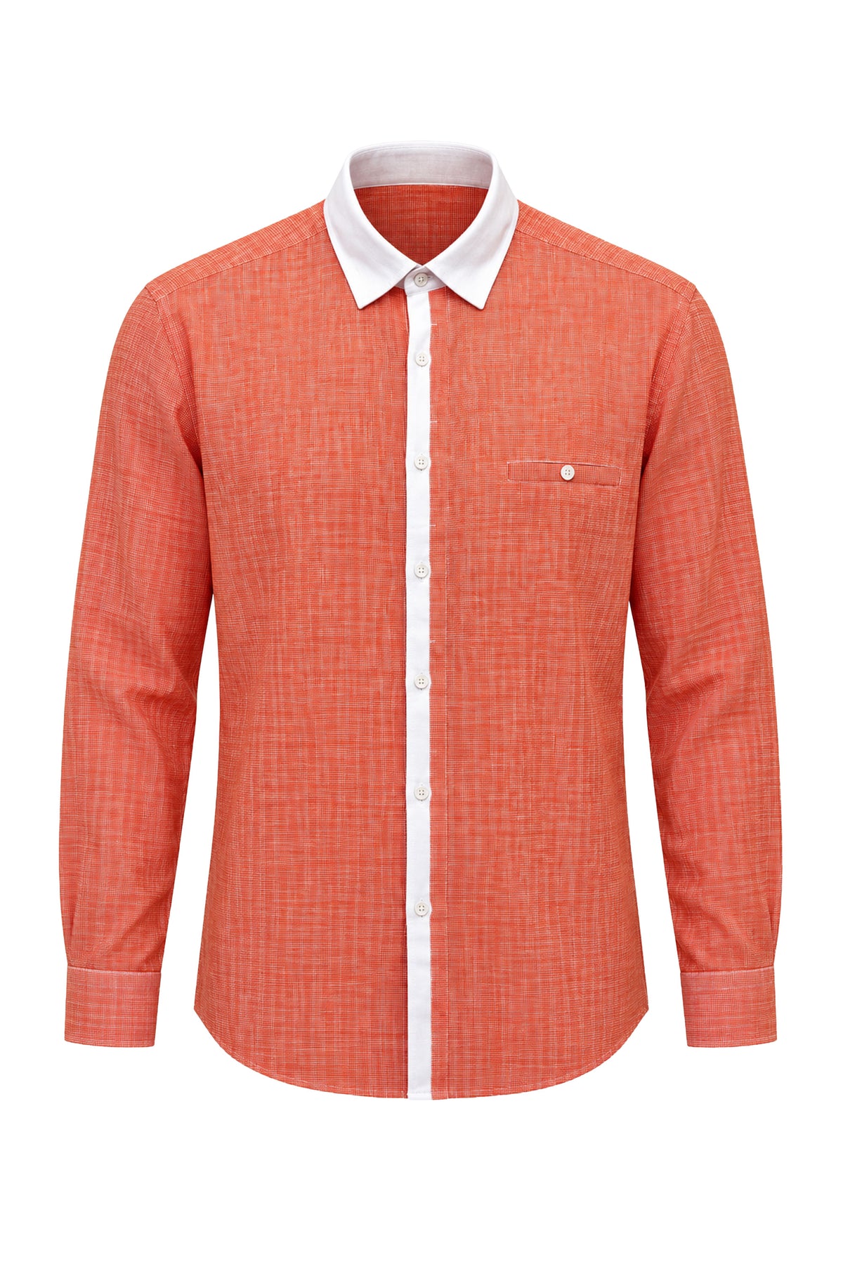Armand Contrast Collar Long-Sleeve Pure Linen Shirt