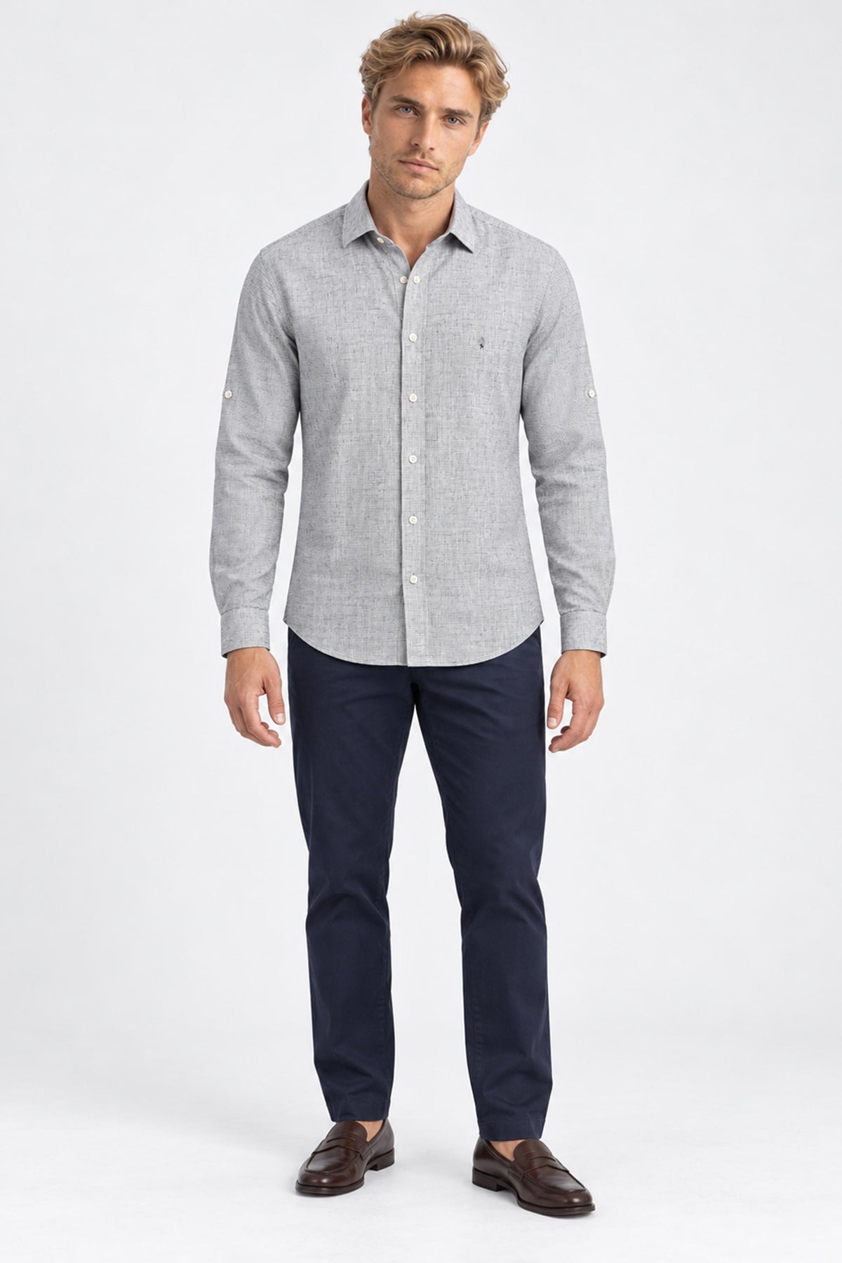 Clement Roll-Tab Long-Sleeve Pure Linen Shirt