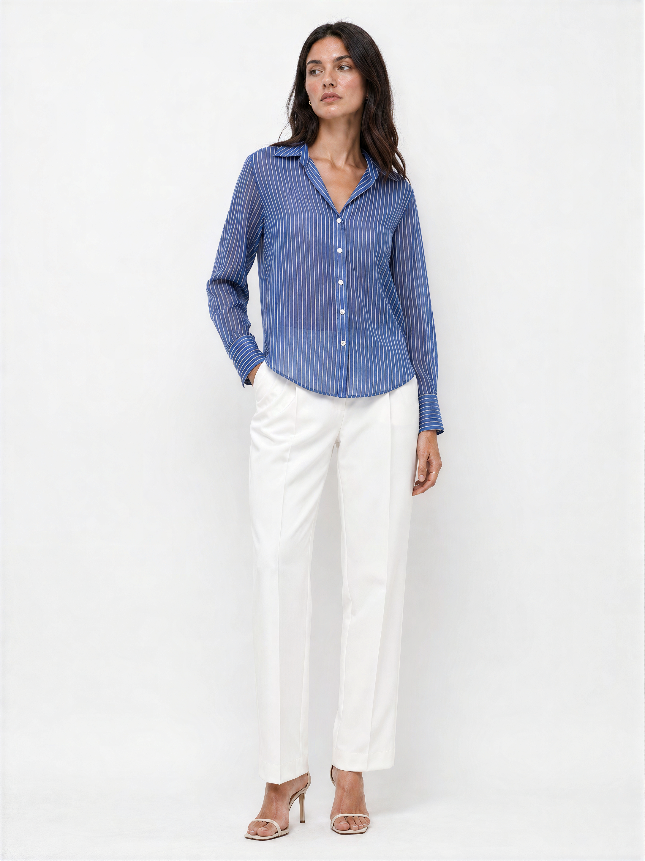 Alessia Pinstripe Button-Up Women Shirt