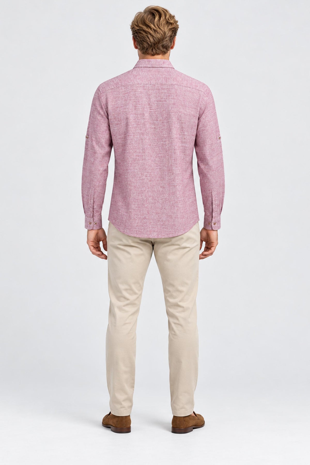 Adrien Roll-Tab Long-Sleeve Pure Linen Shirt