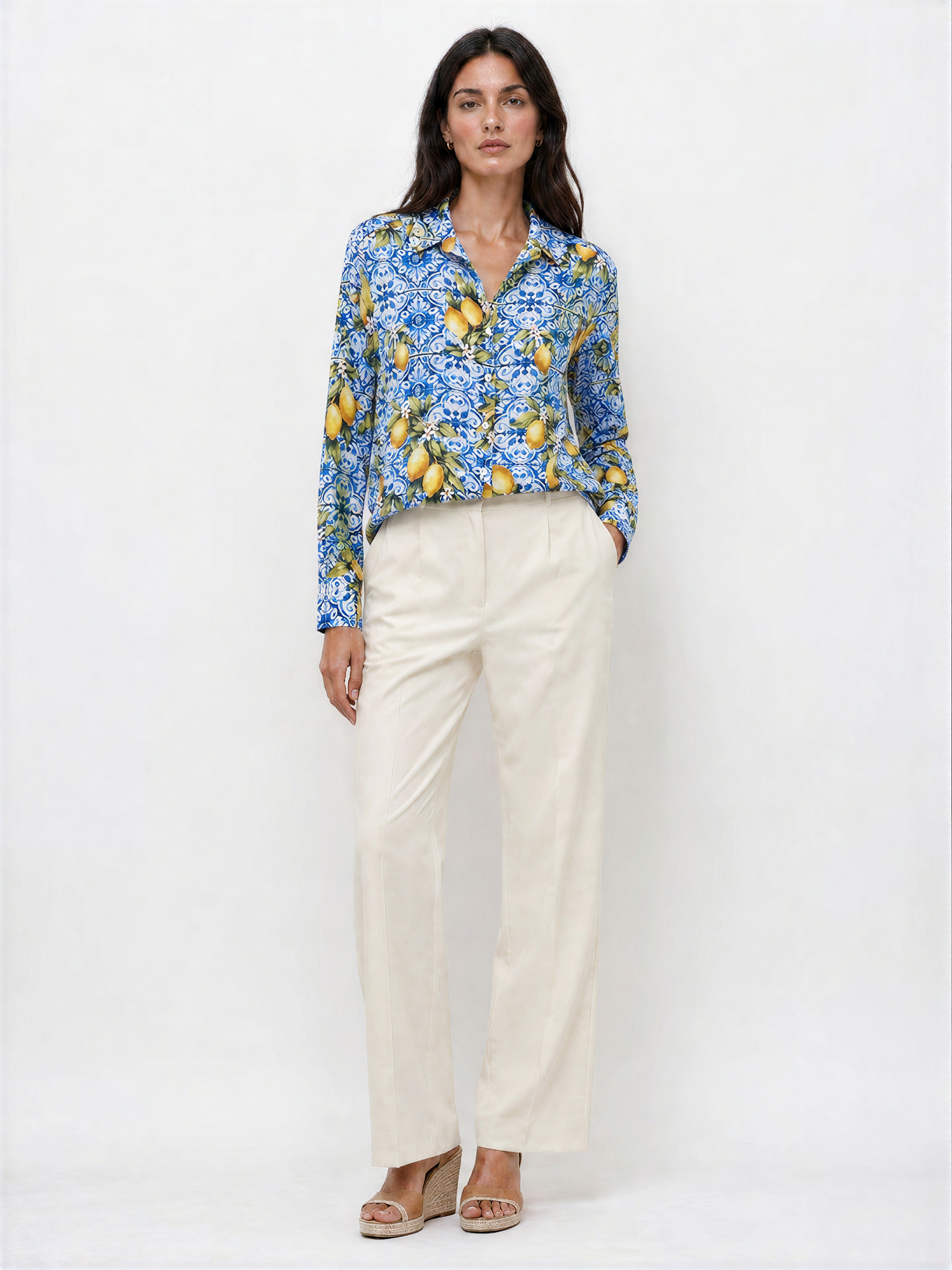 Elena Floral Print Button-Up Women Shirt