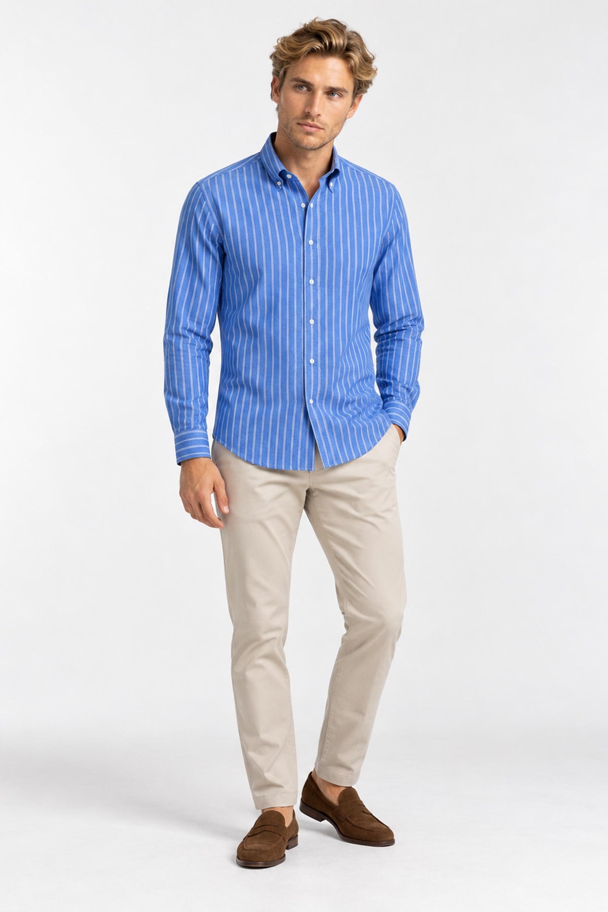 Etienne Striped Long-Sleeve Cotton Shirt