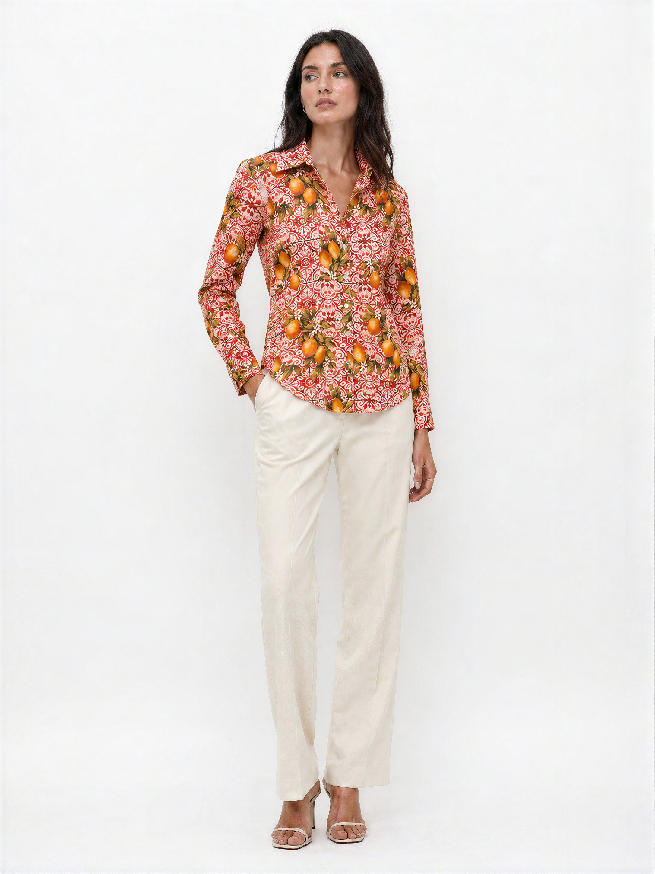 Elena Floral Print Button-Up Women Shirt
