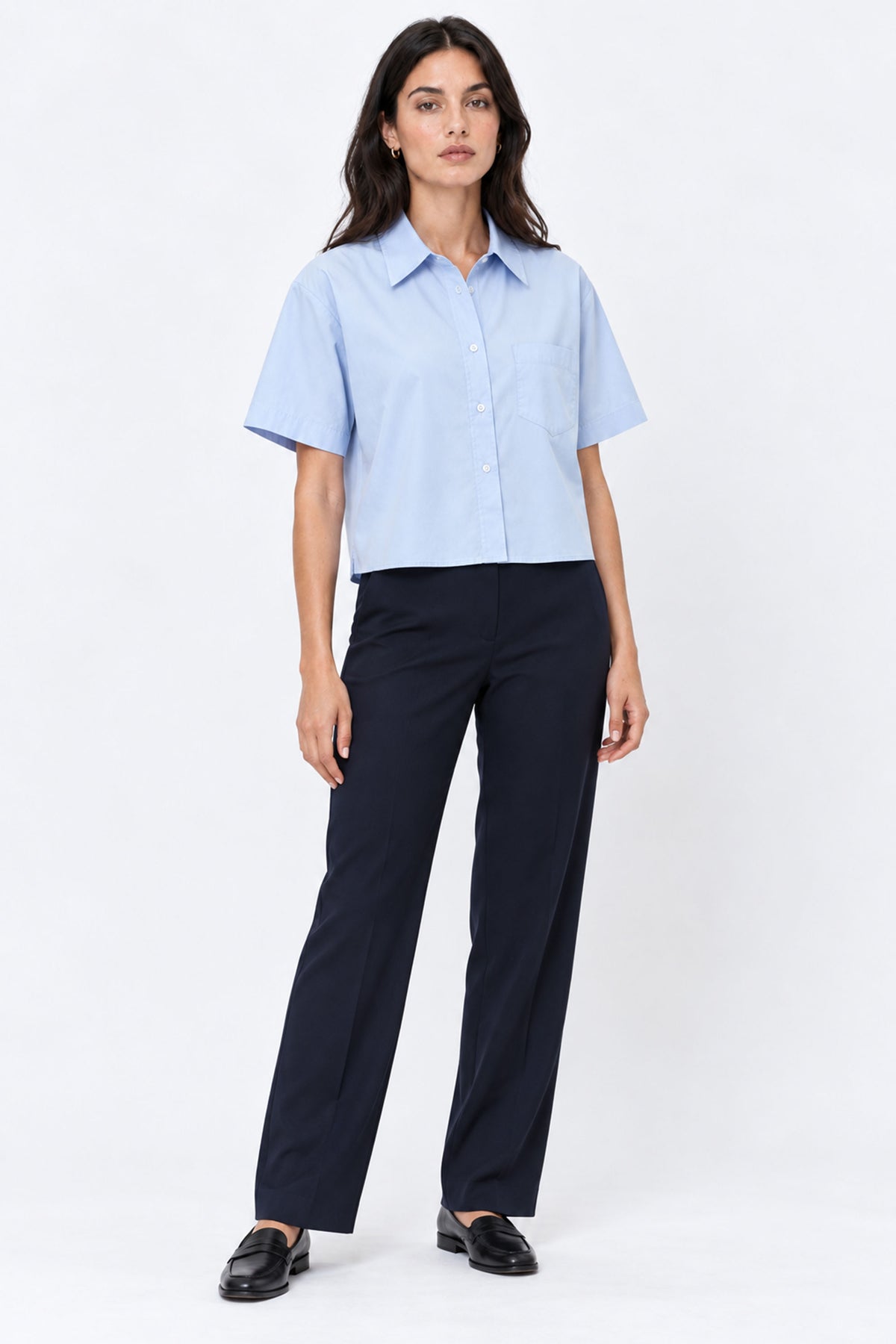 Clara Cropped Short Sleeve Women Shirt With Pocket