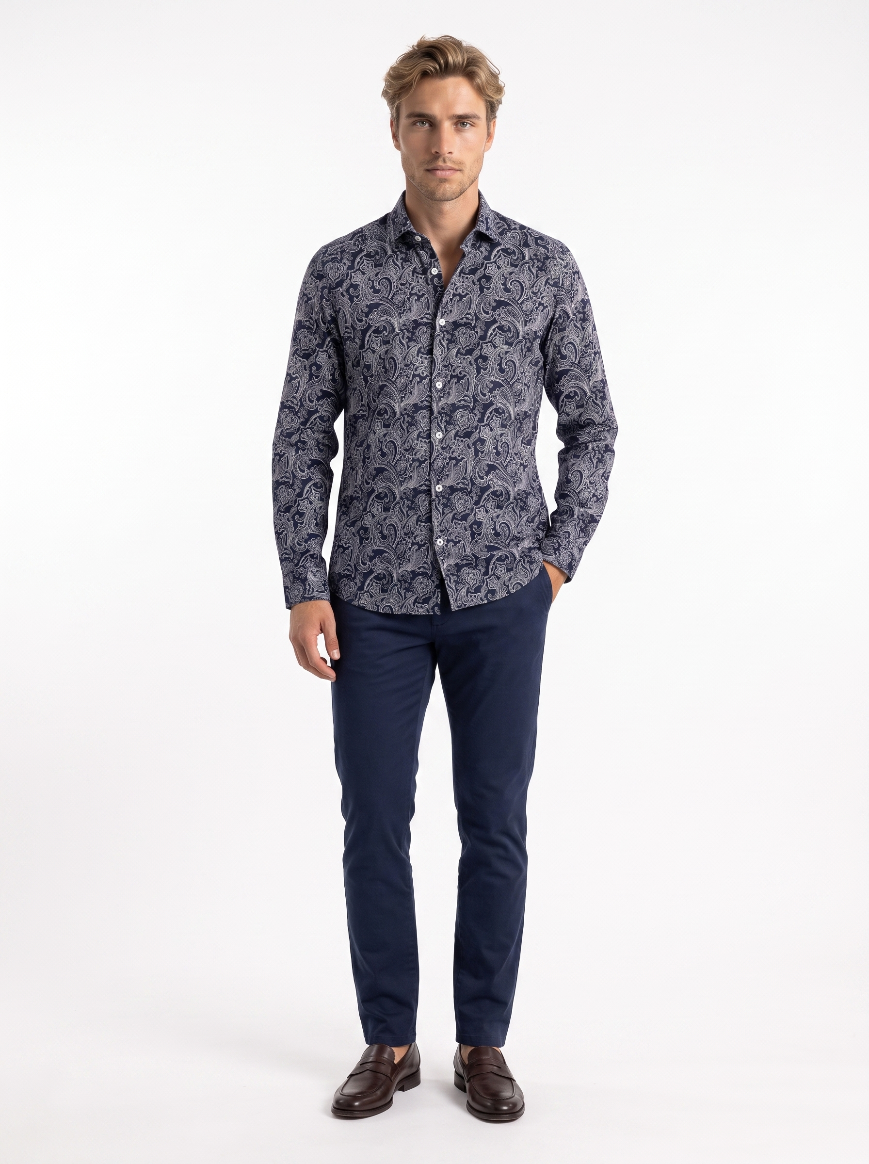 Nicolò Ornate Print Button-Up Shirt