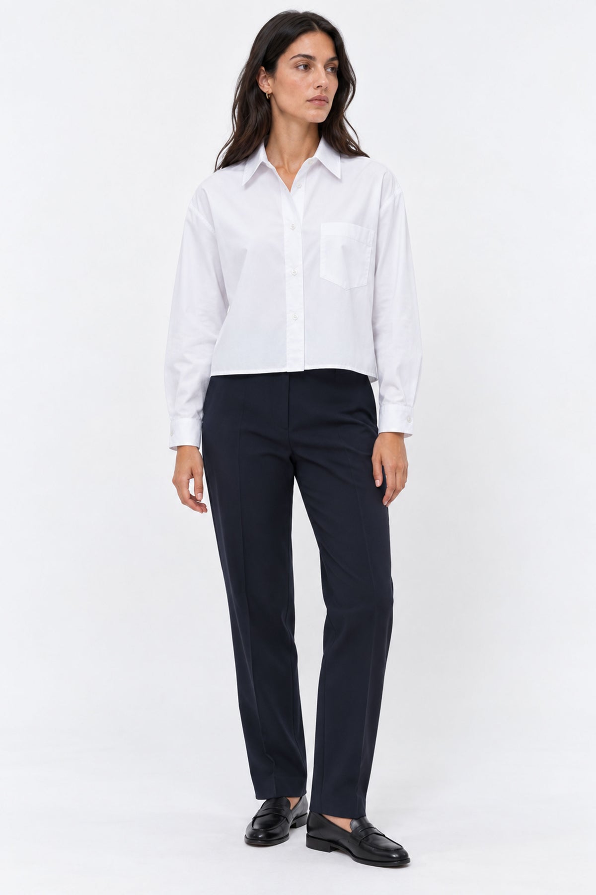 Lucia Cropped Long Sleeve Women Shirt With Pocket