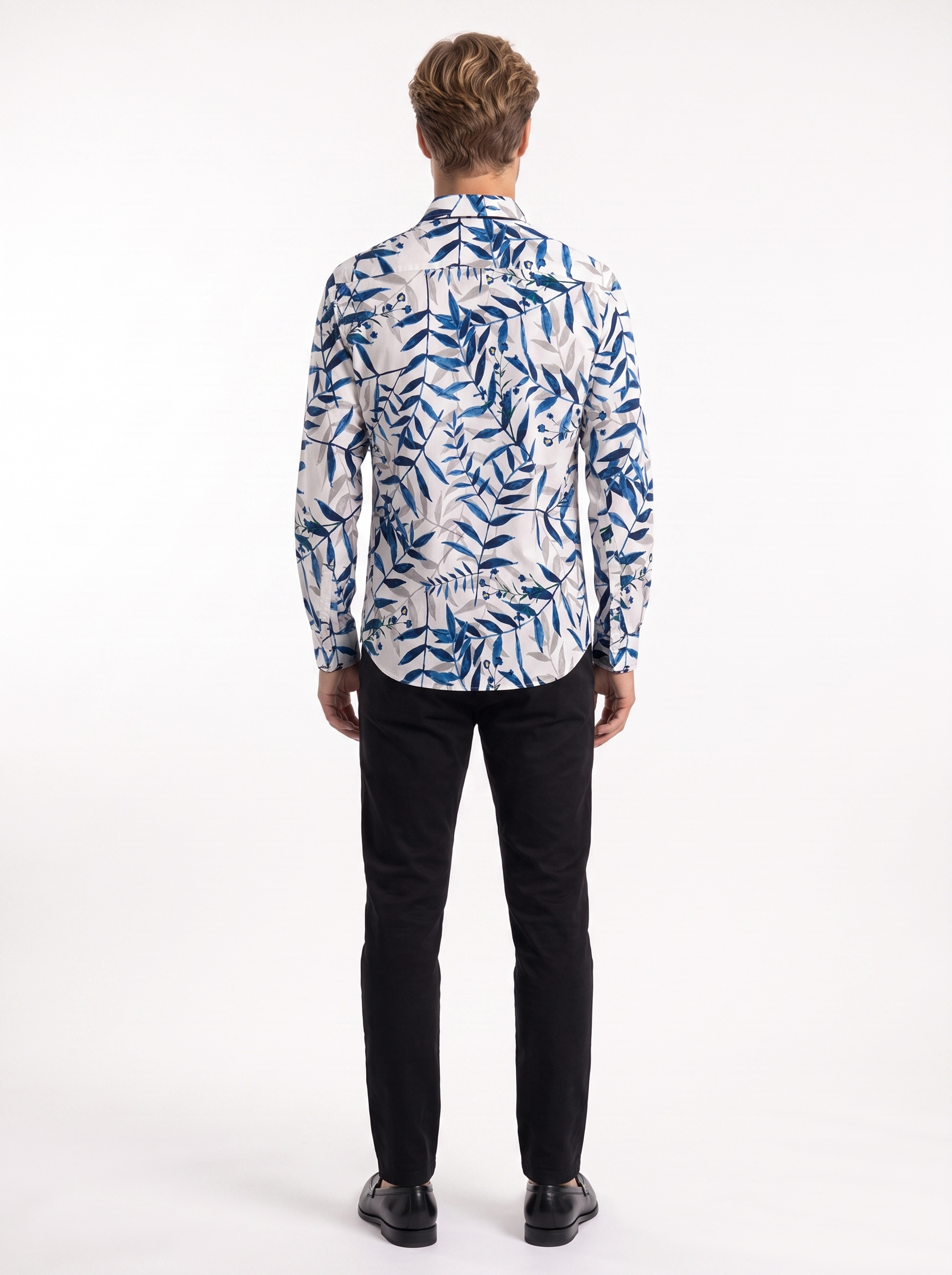 Dario Leaf Print Button-Up Shirt