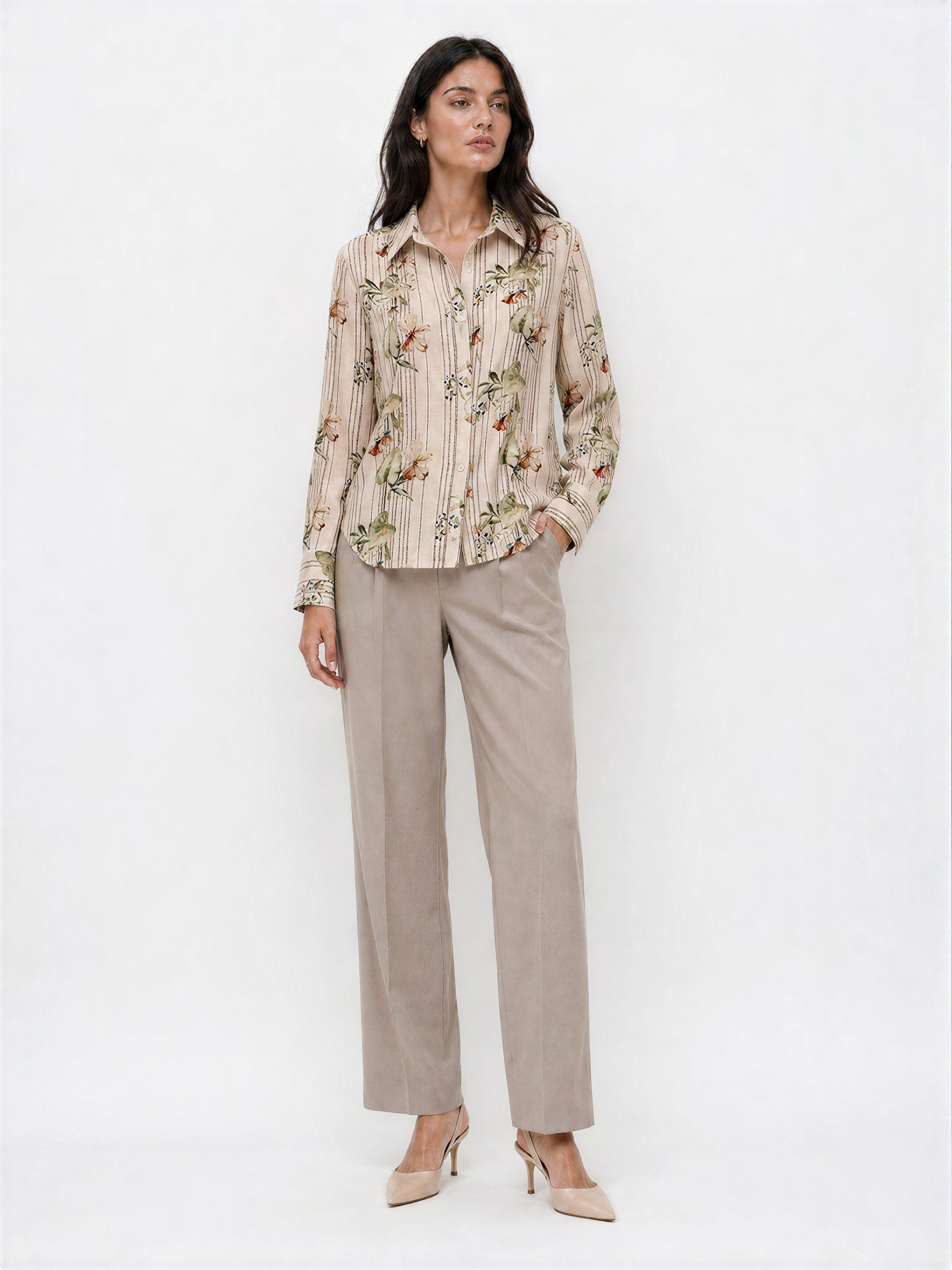 Beatrice Floral Print Button-Up Women Shirt