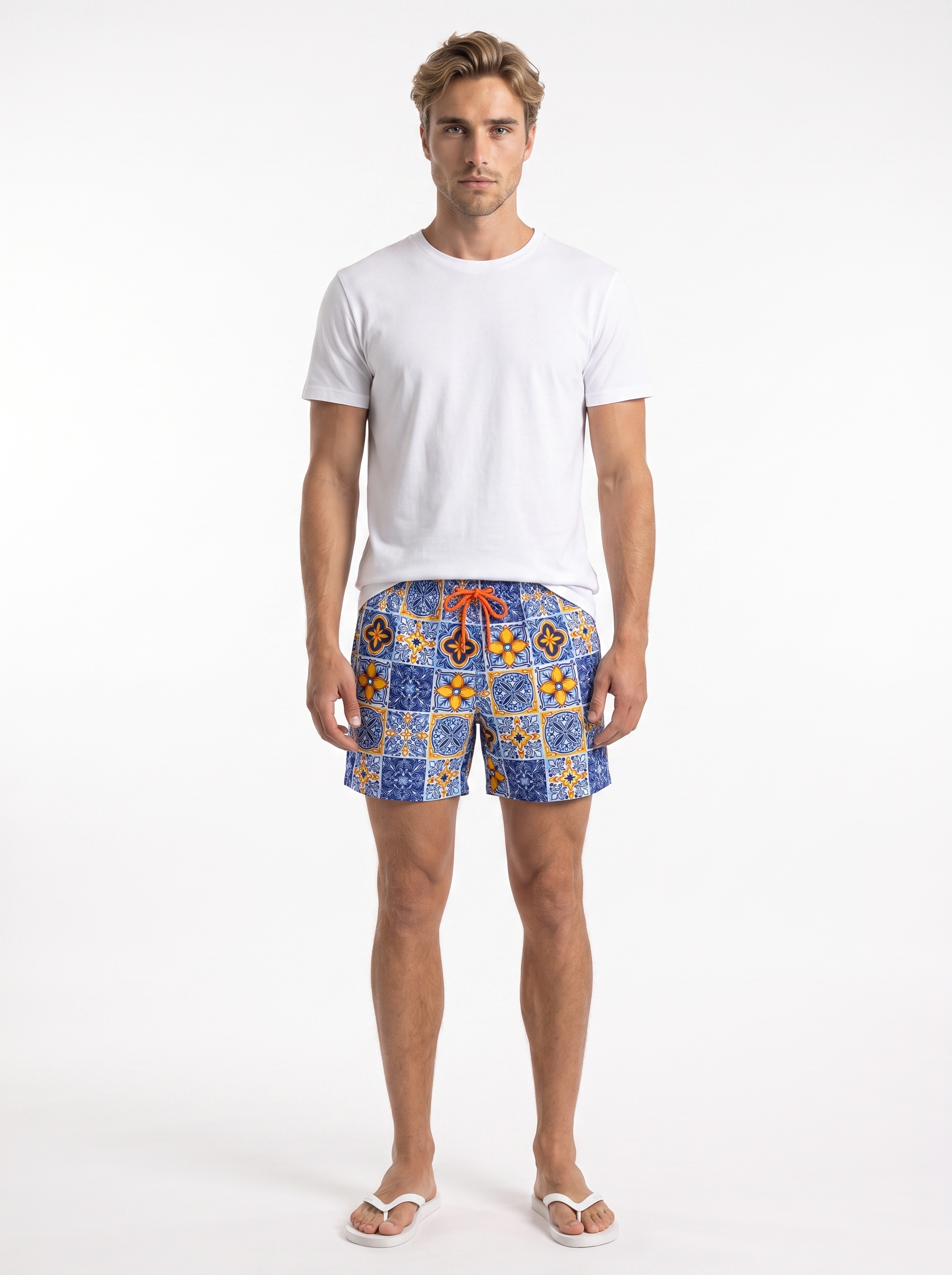 Riccardo Tile Print Swim Shorts