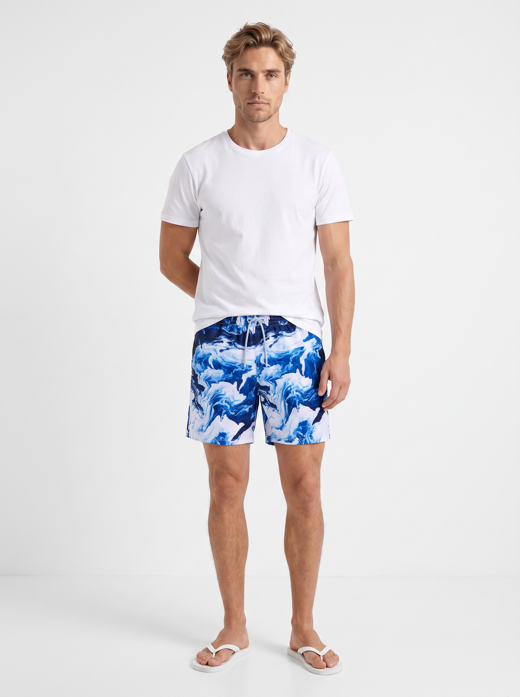 Leonardo Wave Print Swim Shorts